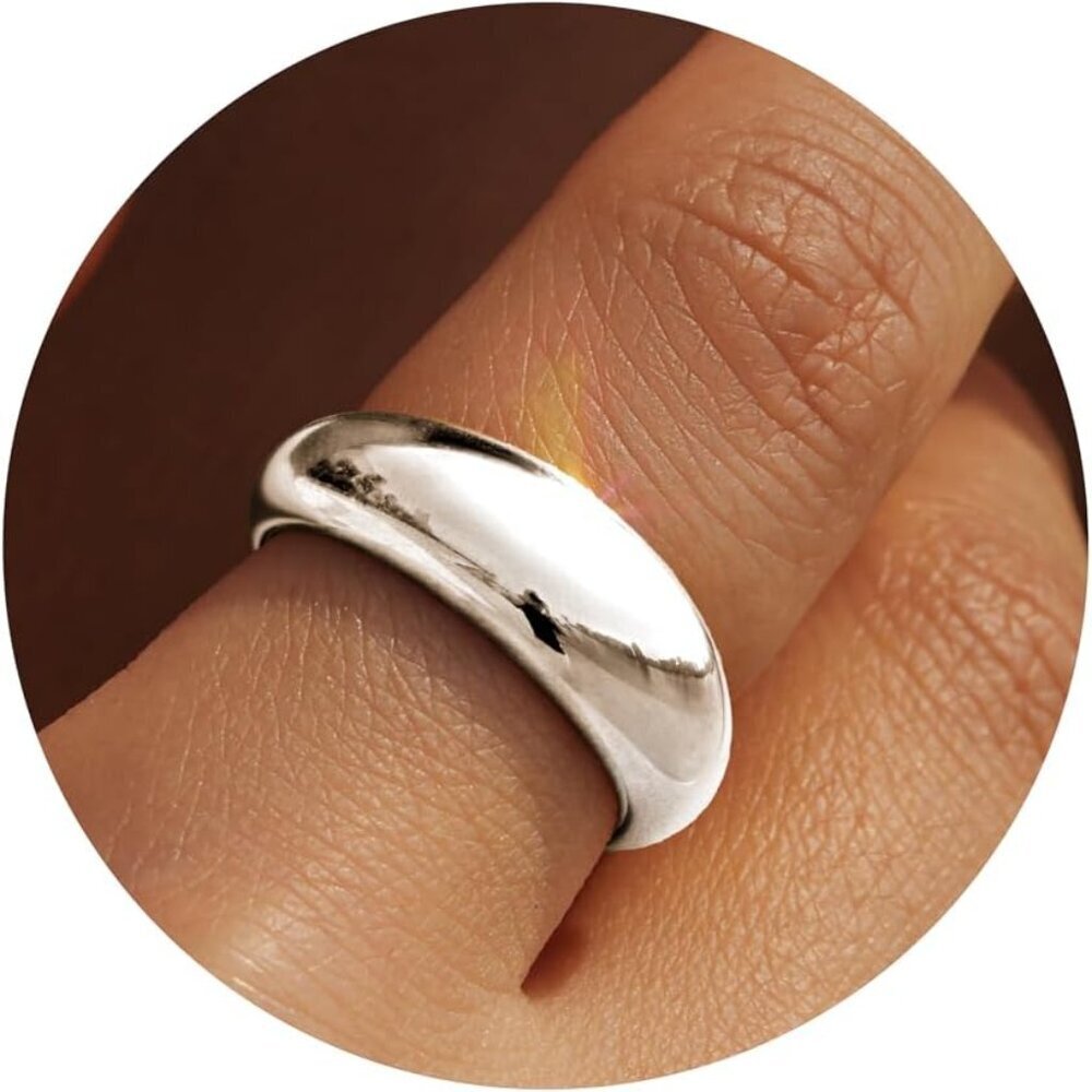 Non Tarnish Gold Chunky Rings for Women, 14K Gold Plated Statement Dome Rings, S